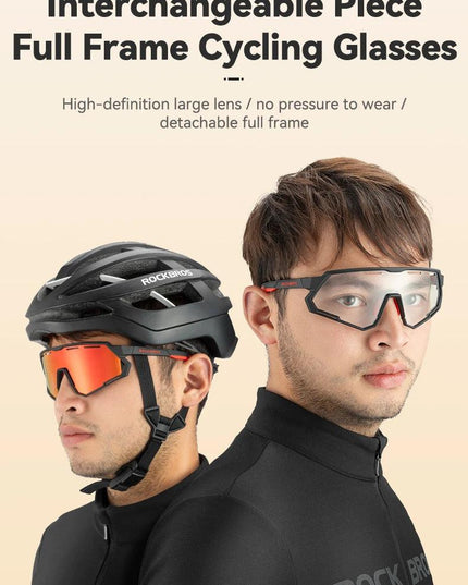 ROCKBROS Polarized Cycling Glasses Photochromic Glasses Men Sports Polarized Sunglasses Bicycle Riding Goggles Eyewear 2 Lens
