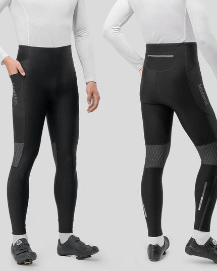 ROCKBROS Warm Cycling Pants Outdoor Windproof Tights Leggings Fleece Winter Breathable Bike Long Pants with Pockets EUR Size