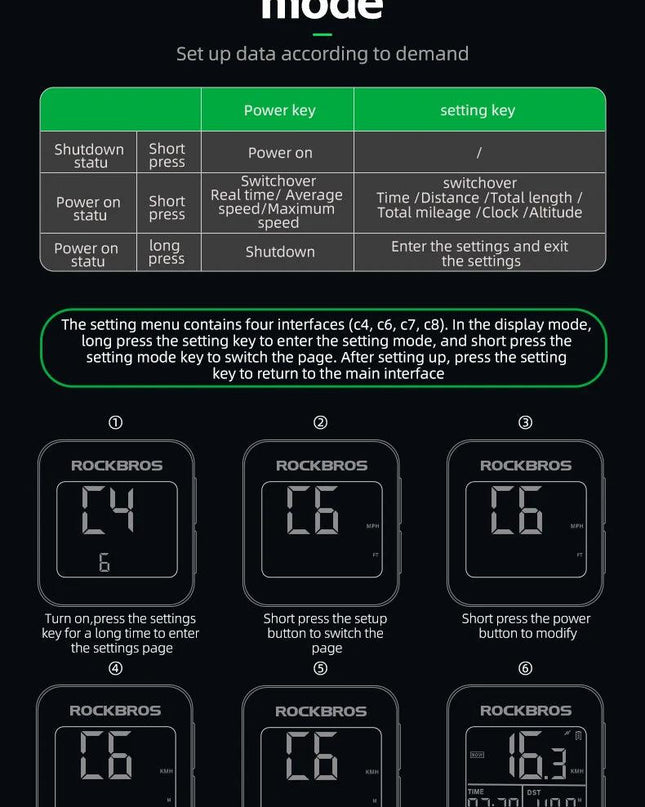 ROCKBROS Bike Computer GPS Speedometer Road Bike MTB Waterproof Automatic Digital Stopwatch Cycling Odometer Cycling Computer