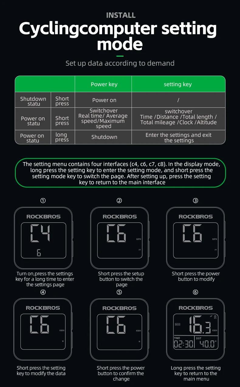 ROCKBROS Bike Computer GPS Speedometer Road Bike MTB Waterproof Automatic Digital Stopwatch Cycling Odometer Cycling Computer