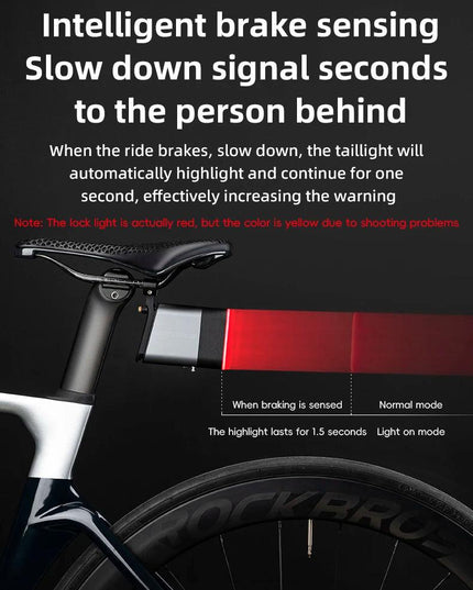 ROCKBROS Bicycle Tail Light With Lock Bluetooth Password Pairing Bike Lock Light IPX6 Waterproof Warning Light Tail  Accessories