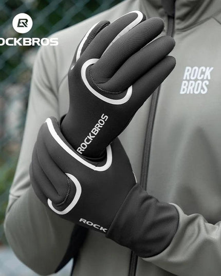 ROCKBROS Winter Warm Gloves Windproof Waterproof Bicycle Sports Mitten Warm Fleece Gloves Non-slip Motorcycle Ski Riding Gloves