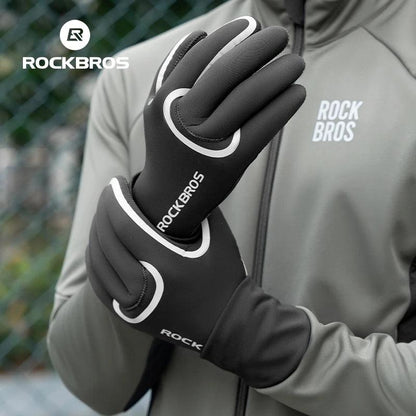 ROCKBROS Winter Warm Gloves Windproof Waterproof Bicycle Sports Mitten Warm Fleece Gloves Non-slip Motorcycle Ski Riding Gloves