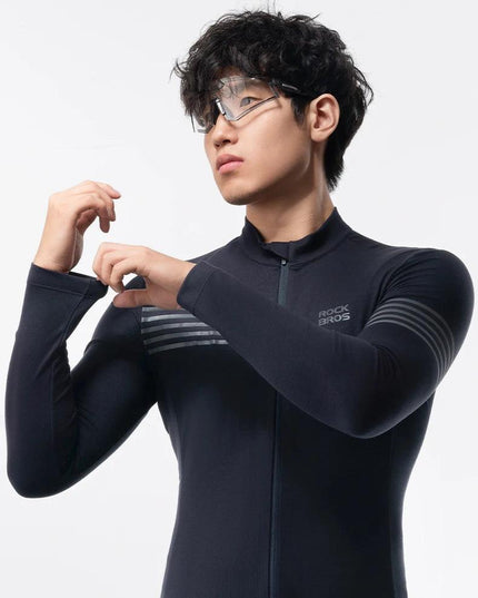 ROCKBROS Winter Cycling Jacket Warm Long Sleeves Top Riding Clothing Tight Reflective Logo Men's Cycling Jersey Profession Cloth