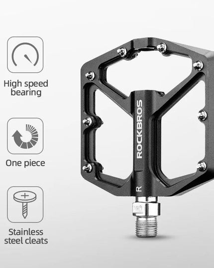 ROCKBROS Bike Pedals Aluminum Alloy Anti-slip Bicycle Pedals Ultralight Sealed Bearing One-piece MTB Road Mountain Cycling Pedal