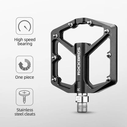 ROCKBROS Bike Pedals Aluminum Alloy Anti-slip Bicycle Pedals Ultralight Sealed Bearing One-piece MTB Road Mountain Cycling Pedal