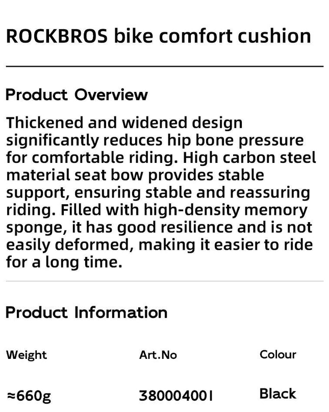 ROCKBROS Bicycle Saddle PVC Leather Comfortable Bike Seat Soft Shock Absorption Oversize Water-Resistant Cycling Cushion