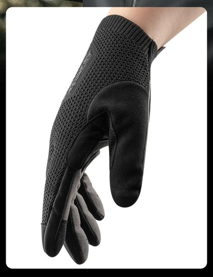 ROCKBROS Bicycle Gloves Full Finger Cycling Gloves Knit Fabric Touch Screen Motorcycle Gloves Autumn Winter Thermal Windproof