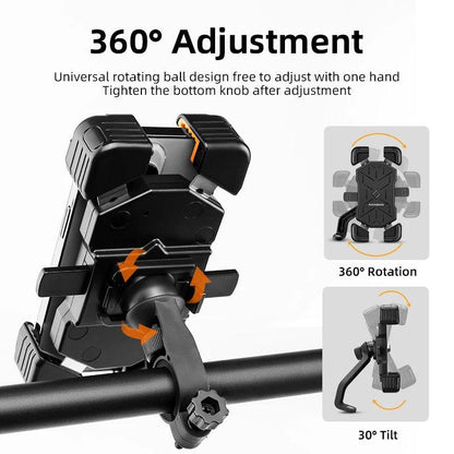 ROCKBROS Bike Phone Holder 360° View Universal Bicycle Phone Holder 4.5-7.2inch Mobile Phone Stand Shockproof Motorcycle Bracket