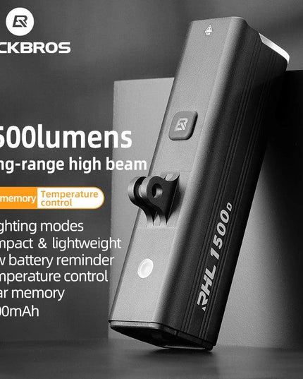 ROCKBROS Bike Light 1500LM/1000LM Aluminum Alloy Type-C Charging Smart Front Lights Hanging Version LED Lamp Cycling Headlights