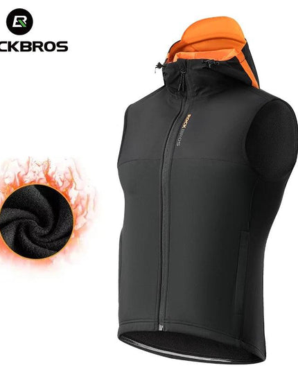 ROCKBROS Winter Warm Cycling Vest Thermal Fleece Windproof Cycling Jacket Winter Outdoor Sports Warm Vest for Men Women Running
