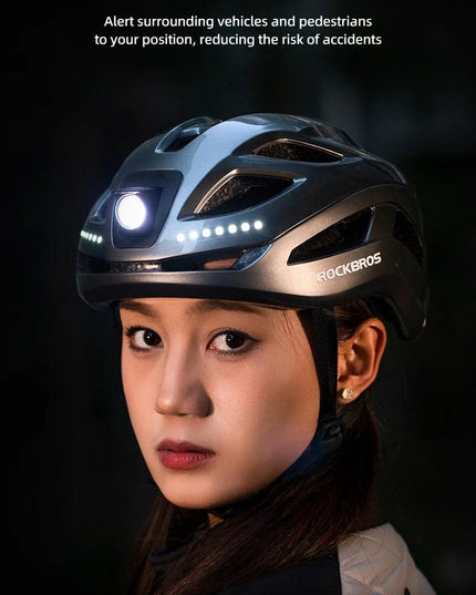 ROCKBROS Bicycle Light Helmet Type-C Charging Cycling Helmet Rechargeable Adjustable MTB Safely Mountain Road Scooter Helmet