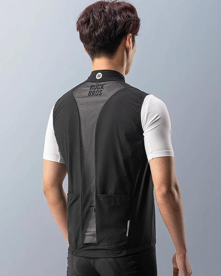 ROCKBROS Cycling Vest for Men Breathable Bicycle Clothing Outdoor Sports Windproof Running Vest Reflective Quick Dry Jersey