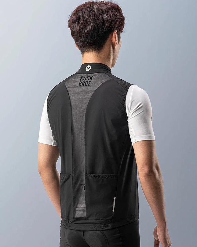 ROCKBROS Cycling Vest for Men Breathable Bicycle Clothing Outdoor Sports Windproof Running Vest Reflective Quick Dry Jersey