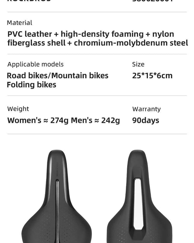 ROCKBROS Ultralight Bicycle Saddle Hollow Breathable Shock-Absorption Nylon MTB Road Bicycle Saddle Chrome Molybdenum Steel Seat