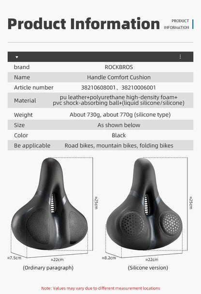 ROCKBROS Bicycle Saddle Breathable Shock Seats PU Leather Surface Cushion Rounded Hollow Cycling Seat Comfort MTB Bike Saddles