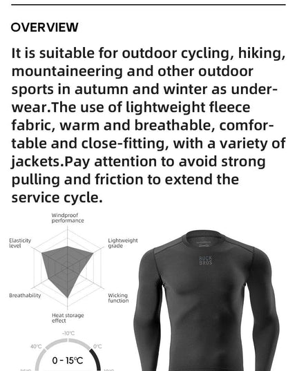 ROCKBROS Winter Jersey Lightweight Fleece Long Sleeve Warm Innerwear Windproof Road Bike Jacket Clothing  Outdoor Hiking Sport