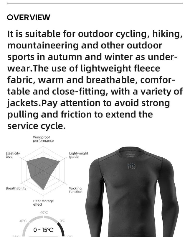 ROCKBROS Winter Jersey Lightweight Fleece Long Sleeve Warm Innerwear Windproof Road Bike Jacket Clothing  Outdoor Hiking Sport