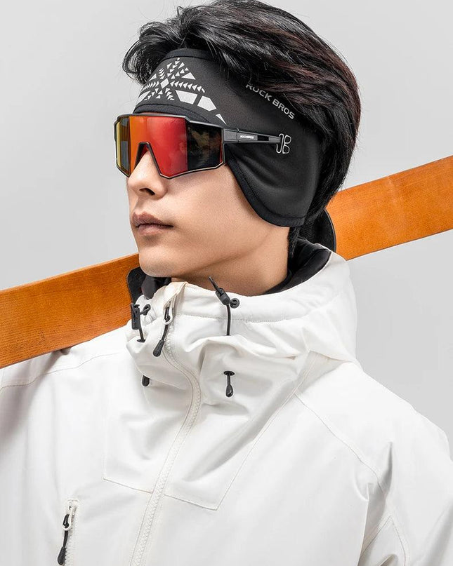 ROCKBROS Outdoor Cycling Headband Ear Warmer Men Winter Cycling Workout Windproof Double Layer Warm Earmuffs Headwear Sweatband