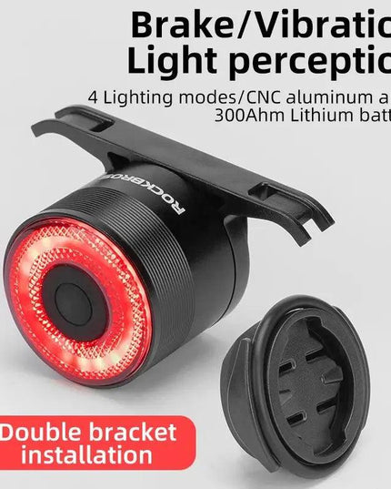 ROCKBROS Bike Tail Light MTB Road Bike Night Cycling Rear Light Smart Brake Sensor Warning Light Waterproof Bicycle Accessories