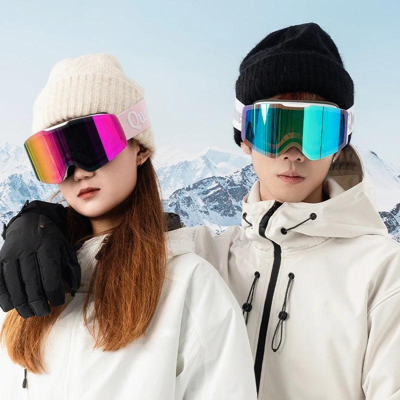 Qunature Ski Goggles Large Frame Snowboard Snow Goggles Double Layers UV400 Anti-fog Ski Glasses Skiing Outdoor Sport Eyewear