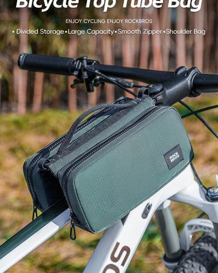 ROCKBROS Bicycle Top Tube Bag 2L Capacity Scratch-Resistant Road Mountain Bike Frame Bag Cycling Tools Bag Stable Elastic Band