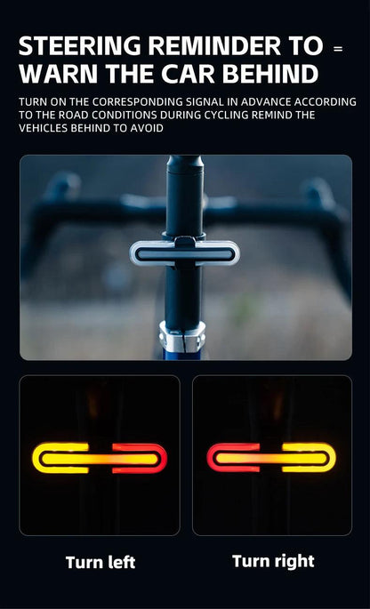 ROCKBROS Bicycle Smart Rear Light Type-C Charging IPX6 Brake Sensor Auto Stop Cycling Taillight Warning Light Bike Accessories