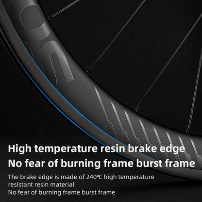 ROCKBROS Carbon Wheels 700c Road Bike Wheelset Tubeless Clincher Tires Rim Center Lock Or 6-bolt Back Road Cycling Wheelset