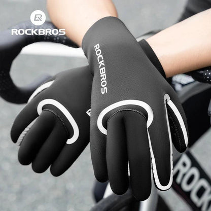 ROCKBROS Winter Warm Gloves Windproof Waterproof Bicycle Sports Mitten Warm Fleece Gloves Non-slip Motorcycle Ski Riding Gloves