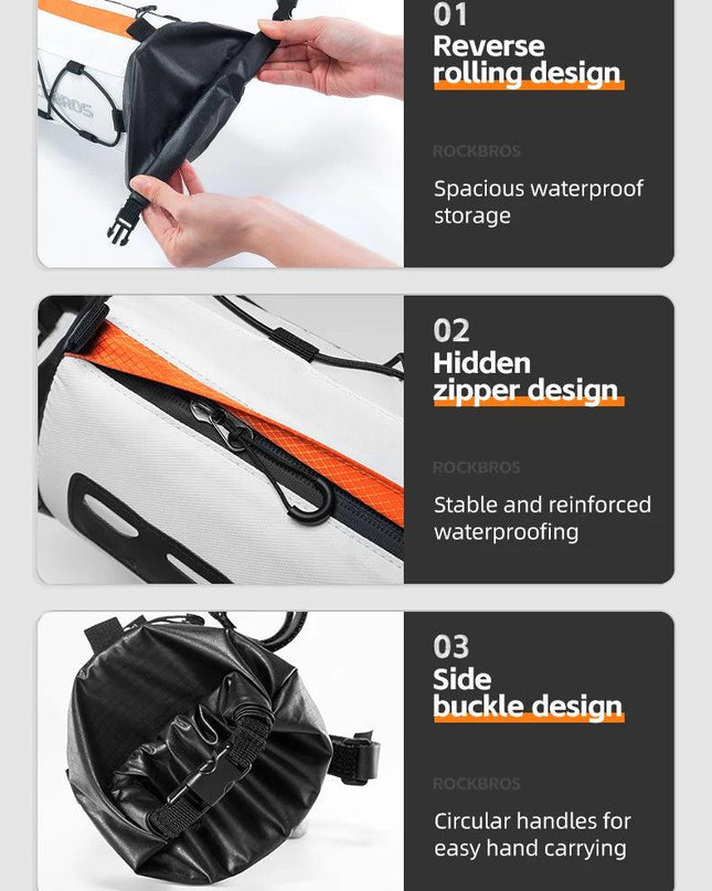 ROCKBROS Bike Bag Portable Handlebar Pannier 2.4L Big Capacity Shoulder Bag  Frame Tube Bag Elastic Band Bicycle Accessoriescase