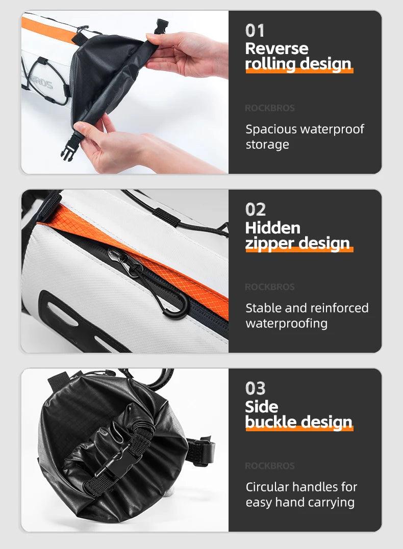 ROCKBROS Bike Bag Portable Handlebar Pannier 2.4L Big Capacity Shoulder Bag  Frame Tube Bag Elastic Band Bicycle Accessoriescase