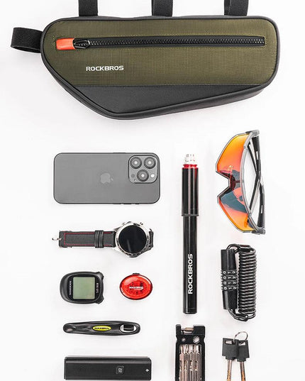 ROCKBROS Bicycle Frame Tube Bag Reflective 1.7L Bike Top Bottom Tube Bag Frame Bag Large Capacity MTB Cycling Pannier Portable