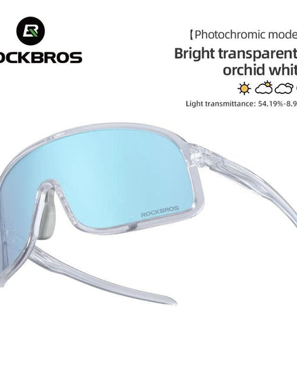 ROCKBROS Photochromic Glasses  HD Large-frame Lens Outdoor Riding Sunglasses UV400 Eyewear Sports Eye Protection Cycling Goggles