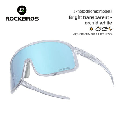 ROCKBROS Photochromic Glasses  HD Large-frame Lens Outdoor Riding Sunglasses UV400 Eyewear Sports Eye Protection Cycling Goggles