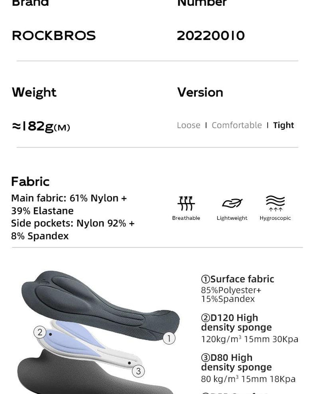ROCKBROS Cycling Shorts Breathable Bicycle Clothing Sports Racing Tights Reflective With Pockets Quick Dry Bike Half Pants