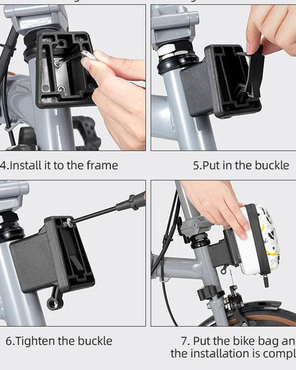 ROCKBROS Bicycle Bag Folding Bike Front Bag 1.9L Big Capacity Hard Sheel Commuting Casual Brompton Bicycle Bag Waterproof Zipper
