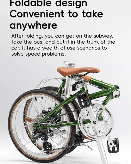 ROCKBROS Lightweight Bike Folding Design 20 inch Bike With Shimano 8-speed Wire-drawn Disc Brake System Adult Folding Bike