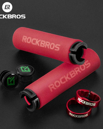 ROCKBROS Bicycle Grips MTB Silicone Sponge Handlebar Grips Anti-skid Shock-absorbing Soft Bike Grips Ultraight Cycling Handlebar