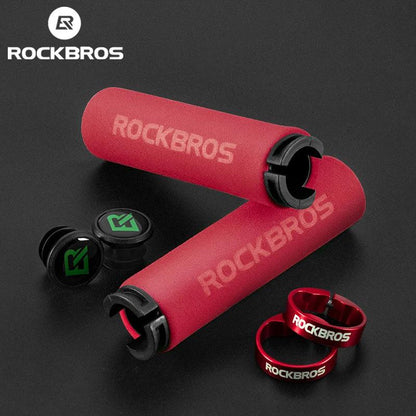 ROCKBROS Bicycle Grips MTB Silicone Sponge Handlebar Grips Anti-skid Shock-absorbing Soft Bike Grips Ultraight Cycling Handlebar