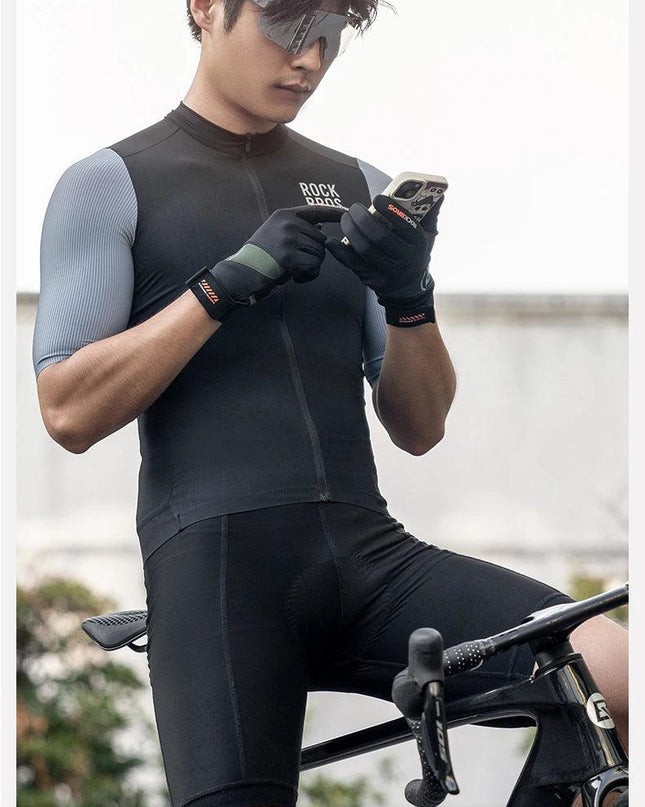 ROCKBROS Long Finger Cycling Gloves Spring Autumn Gloves Non-slip Shock-absorbing Touch Screen Reflective MTB Road Bike Glove