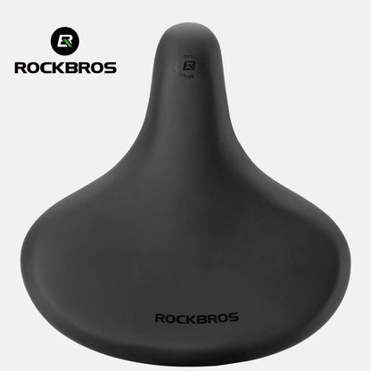 ROCKBROS Bicycle Saddle PVC Leather Comfortable Bike Seat Soft Shock Absorption Oversize Water-Resistant Cycling Cushion