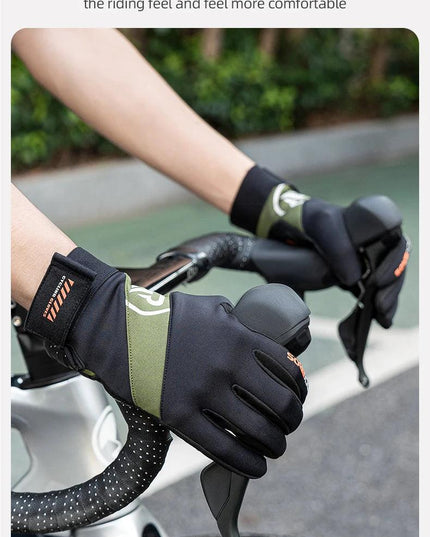 ROCKBROS Long Finger Cycling Gloves Spring Autumn Gloves Non-slip Shock-absorbing Touch Screen Reflective MTB Road Bike Glove