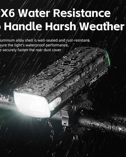ROCKBROS 3000LM Bike Light Type-C Charging Front Lamp 10000mAh Bicycle Light IPX6 Aluminum Alloy Headlight Bike Accessories
