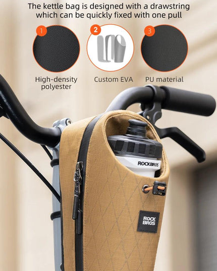 ROCKBROS Folding Bicycle Water Bottle Bags Fashion Front Frame Kettle Bags for Brompton Bike Electric Scooter Tools Package