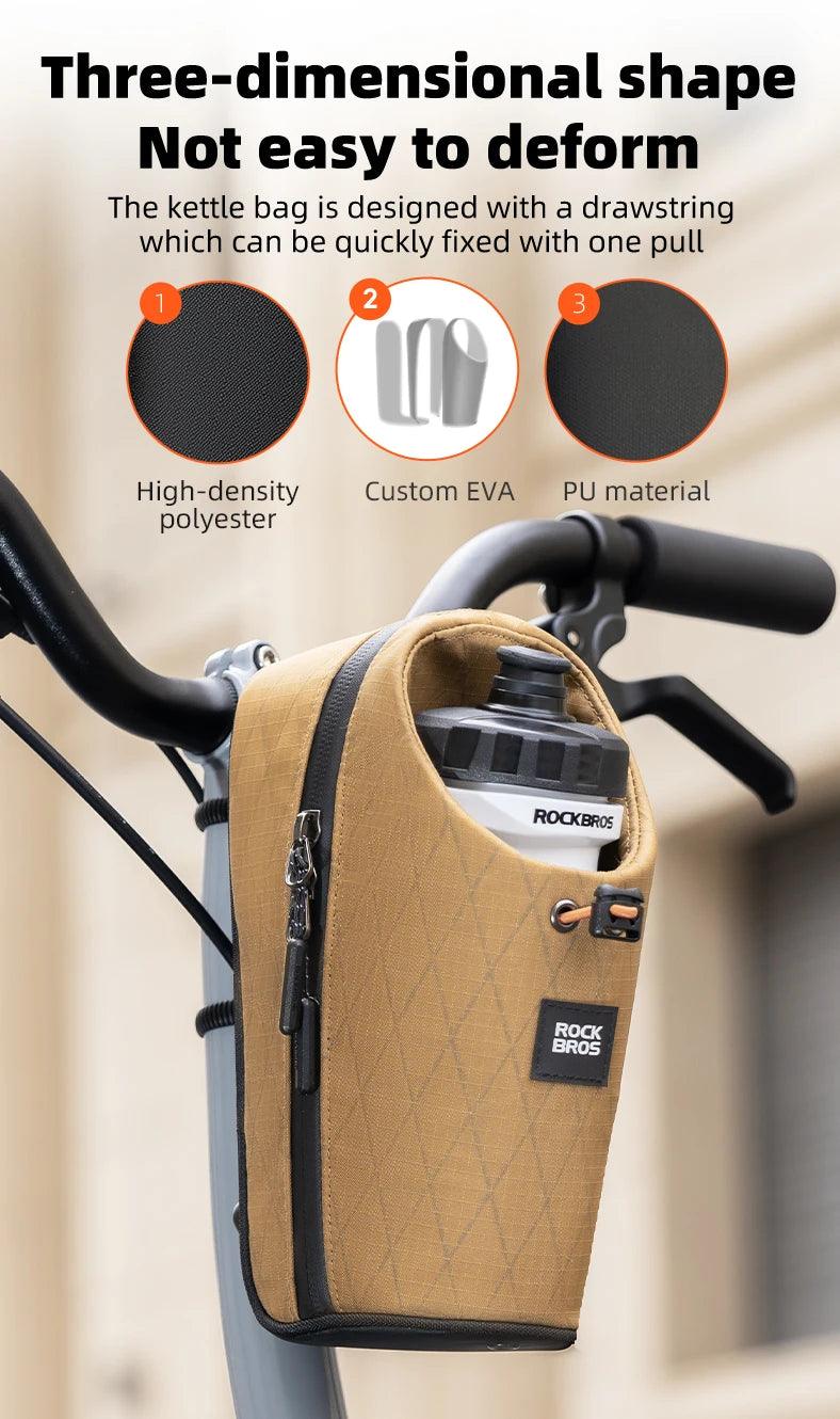 ROCKBROS Folding Bicycle Water Bottle Bags Fashion Front Frame Kettle Bags for Brompton Bike Electric Scooter Tools Package