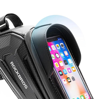 ROCKBROS Bicycle Bag Waterproof Touch Screen Cycling Bag Top Front Tube Frame MTB Road Bike Bag 6.5 Phone Case Bike Accessories