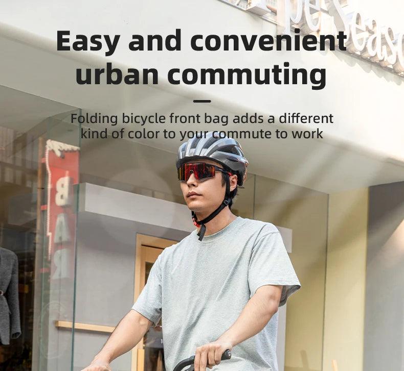 ROCKBROS Bicycle Bag Folding Bike Front Bag 1.9L Big Capacity Hard Sheel Commuting Casual Brompton Bicycle Bag Waterproof Zipper