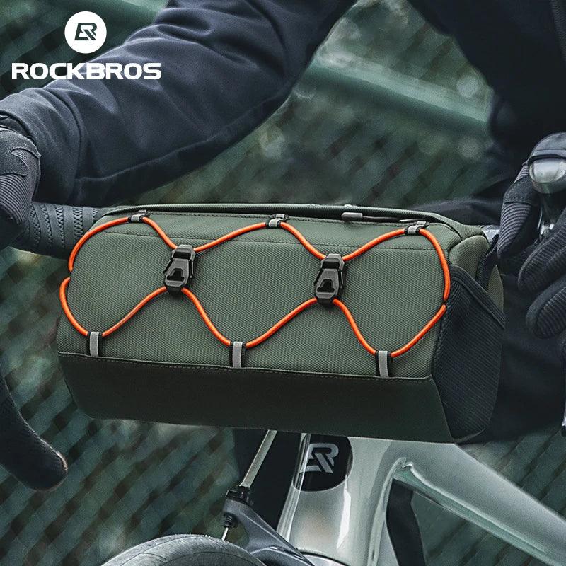 ROCKBROS Bicycle Front Tube Bag 2.2L Capacity Handlebar Bag Waterproof Multifunction Portable Shoulder Bag Tube Bag Elastic Band