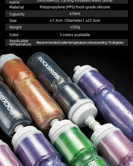 ROCKBROS Cycling Insulated Water Bottle 750ml PP5 Material Outdoor Sports Fitness Running Riding Camping Hiking Portable Kettle