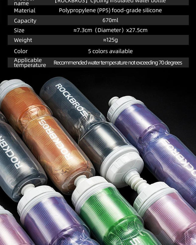 ROCKBROS Cycling Insulated Water Bottle 750ml PP5 Material Outdoor Sports Fitness Running Riding Camping Hiking Portable Kettle
